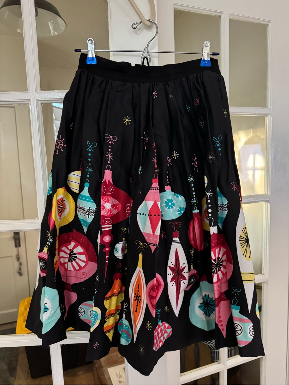 Vintage inspired Holiday Ornament Print Full Skirt